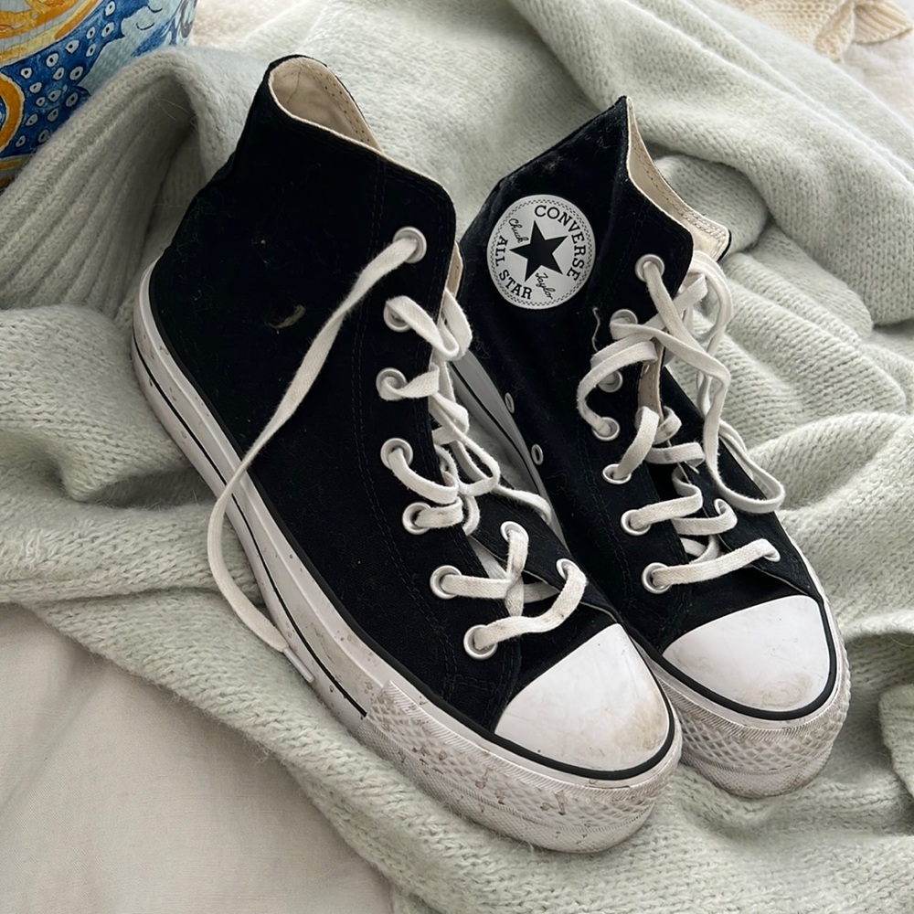 Black High top platform converse